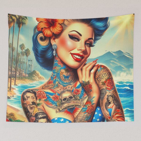 Item preview, Tattooed Beach Girl designed and sold by PulpVintage.