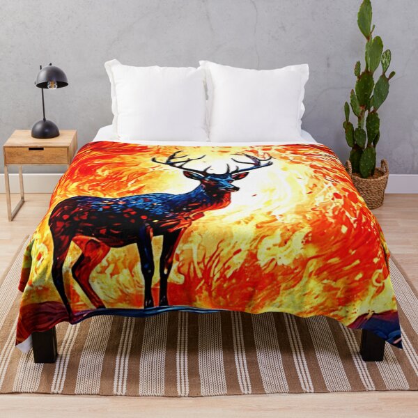 Item preview, Fiery Deer Stance-Crimson Stag Scene designed and sold by Health And Fitness Posts e-Store.