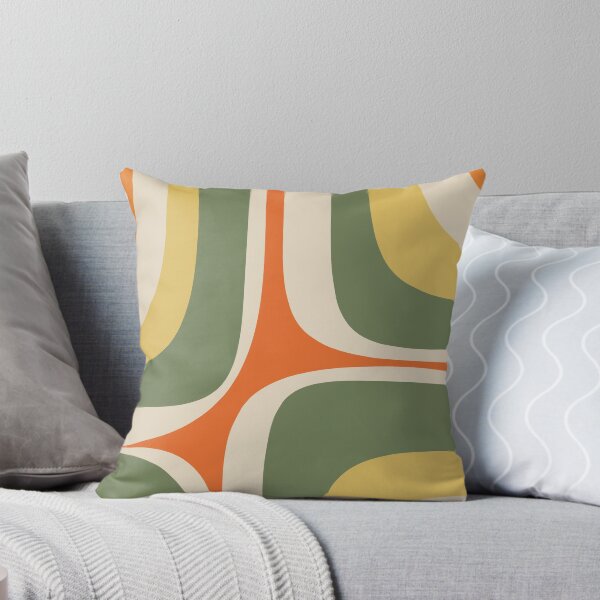 Item preview, Retro Groove Mid Century Modern Minimal Modernist Abstract Pattern in Mossy Sage Olive Green Orange Mustard designed and sold by kierkegaard.