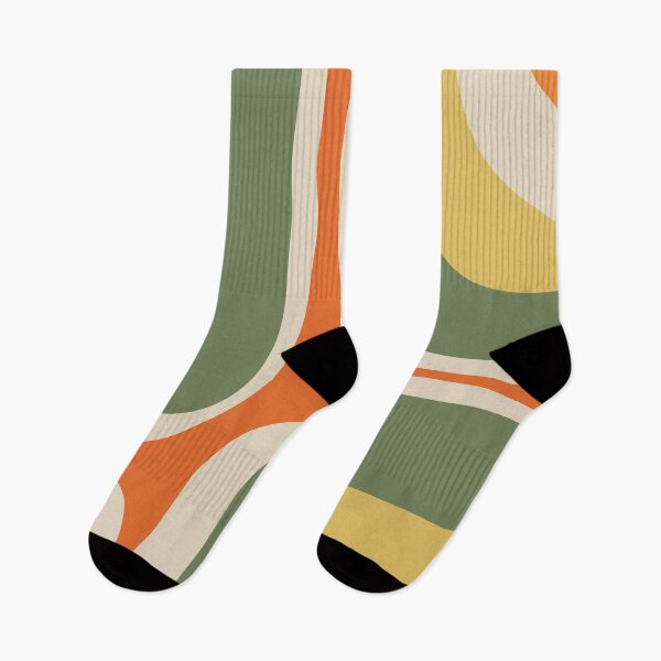 Item preview, Retro Groove Mid Century Modern Minimal Modernist Abstract Pattern in Mossy Sage Olive Green Orange Mustard designed and sold by kierkegaard.