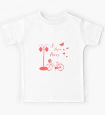 Bicycle, lantern, butterflies. I love Paris. Kids Tee