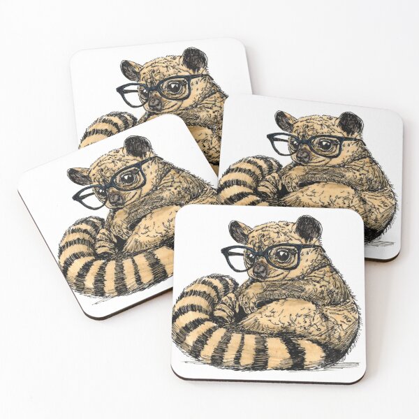 Item preview, Kinkajou in Glasses designed and sold by Scribbles & Doodles by Jinx.