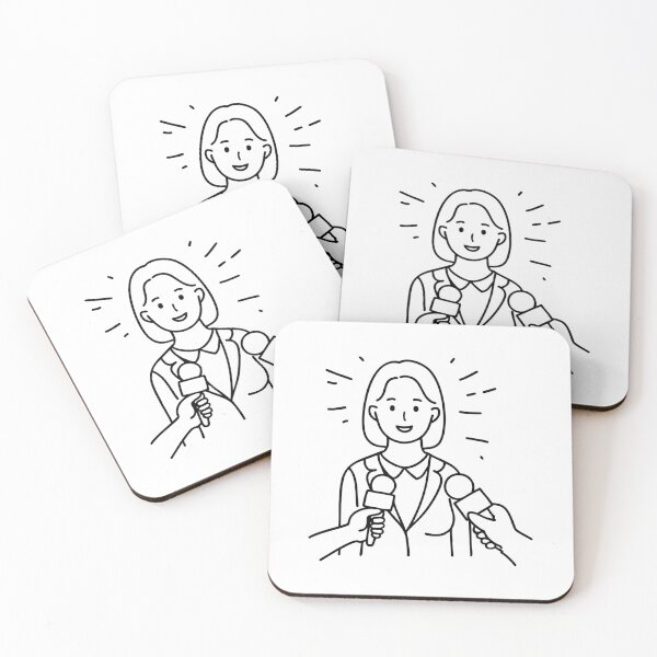 Item preview, A journalist interviewing a public figure, holding a recorder while attentively listening to their response designed and sold by rasagamastore.