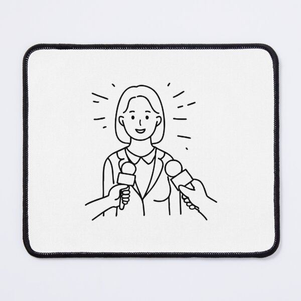 Item preview, A journalist interviewing a public figure, holding a recorder while attentively listening to their response designed and sold by rasagamastore.