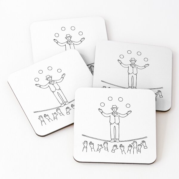 Item preview, performer juggling balls while balancing on a tightrope, high above a cheering crowd designed and sold by rasagamastore.