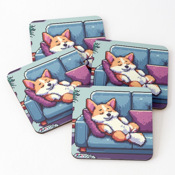 Item preview, Cute Corgi sleeping on couch - Pixel Art designed and sold by Heidi25L.