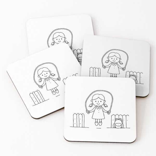 Item preview, A child skipping with a jump rope near a schoolyard fence with a backpack leaning against it designed and sold by rasagamastore.