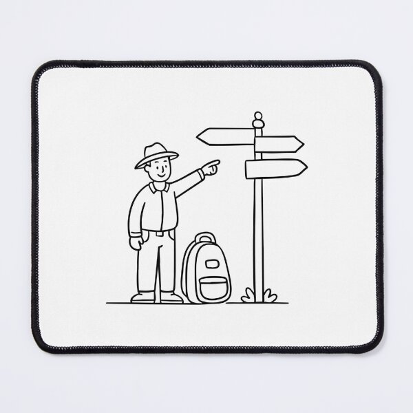 Item preview, A road sign pointing toward a highway junction while a traveler's backpack sits nearby designed and sold by rasagamastore.