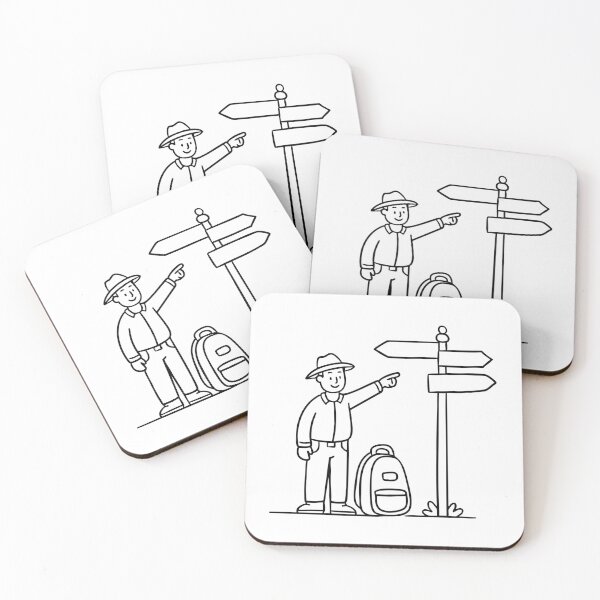 Item preview, A road sign pointing toward a highway junction while a traveler's backpack sits nearby designed and sold by rasagamastore.