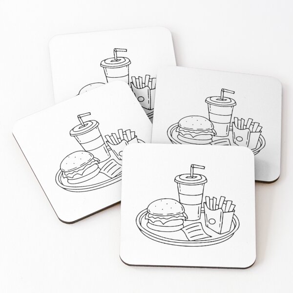 Item preview, A tray of junk food with burgers, drinks, fries, and a crumpled fast food receipt on the table designed and sold by rasagamastore.
