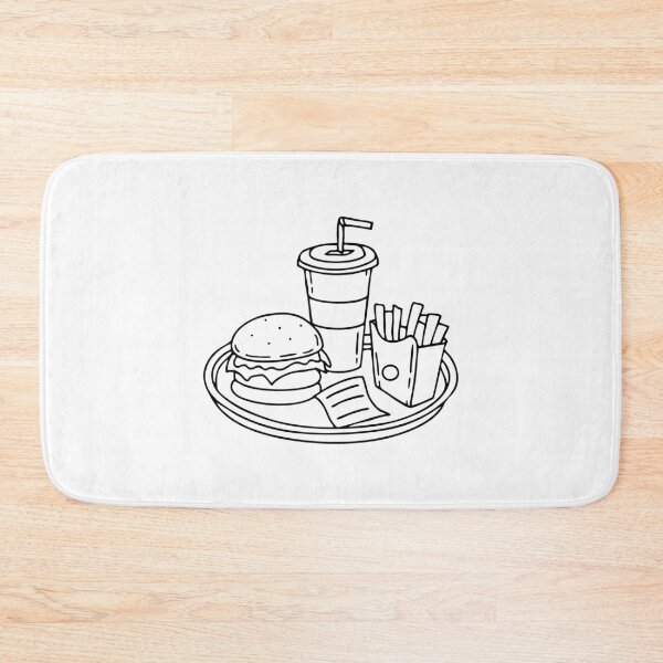 Item preview, A tray of junk food with burgers, drinks, fries, and a crumpled fast food receipt on the table designed and sold by rasagamastore.