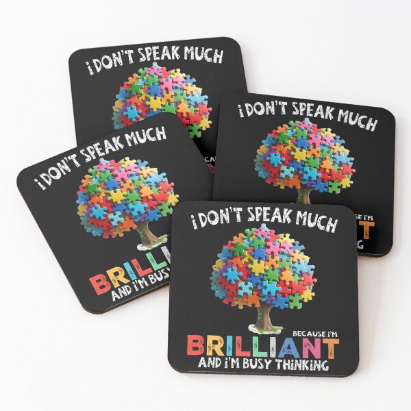 Item preview,  I Don't Speak Much Because I'm Brilliant And I'M Busy Thinking -  Colorful Puzzle Tree - Autistic Girl & Boy  designed and sold by Smix Pixels.