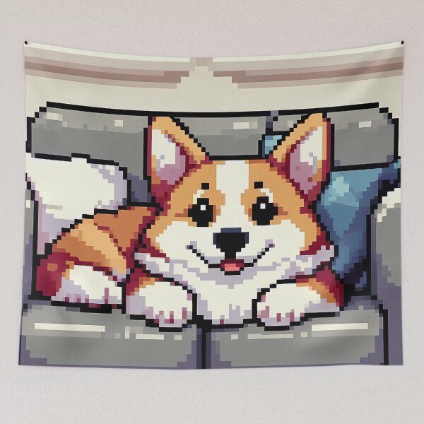 Item preview, Cute Corgi on Couch - Pixel Art designed and sold by Heidi25L.