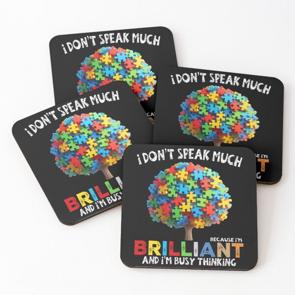 Item preview,  I Don't Speak Much Because I'm Brilliant And I'M Busy Thinking -  Colorful Puzzle Tree - Autistic Girl & Boy  designed and sold by Smix Pixels.