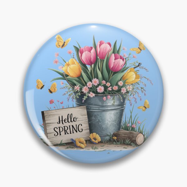 Artikelvorschau, „Hallo Frühling“ Vintage Blumenillustration entworfen und verkauft von Bowbubble.