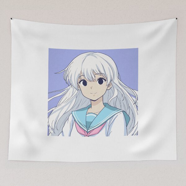 Item preview, Retro Anime Portrait – White-Haired Anime Girl in Vintage Style designed and sold by AirForceTuan.