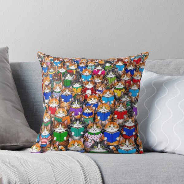 Item preview, Many Cats Reading Books Pattern designed and sold by AlinaSCorner.