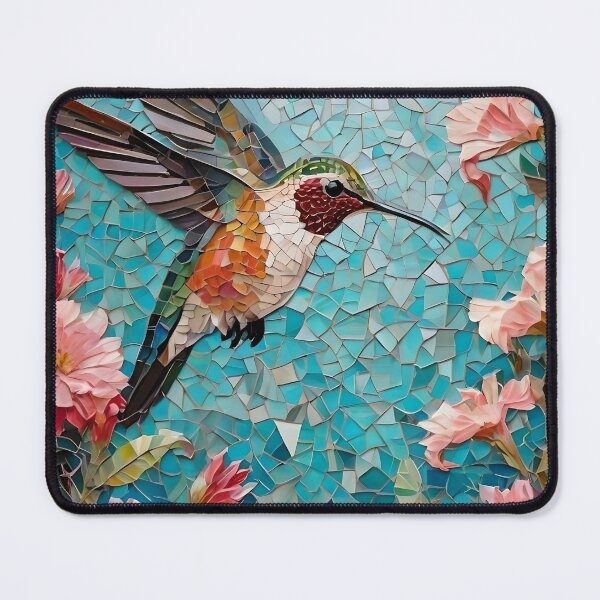 Item preview, Mosaico Colibrí Entre Flores de Zinnias designed and sold by Ciervo Primavera.