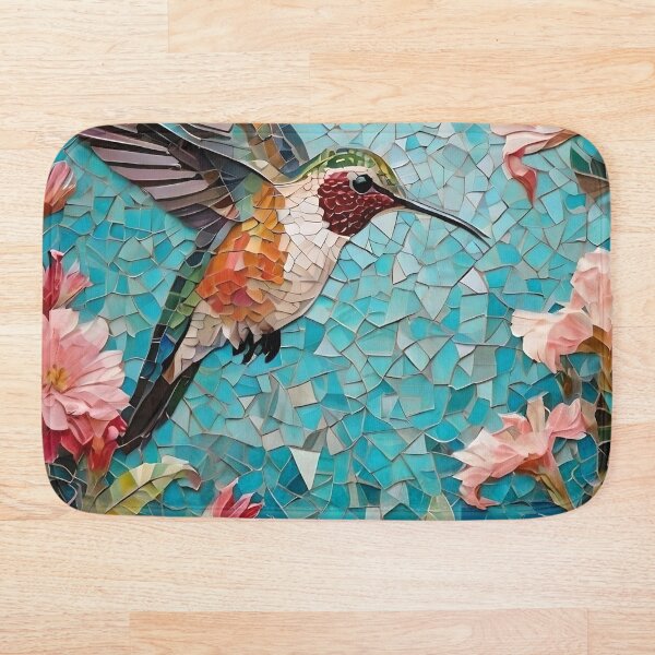 Item preview, Hummingbird Mosaic Among Zinnia Flowers designed and sold by Ciervo Primavera.