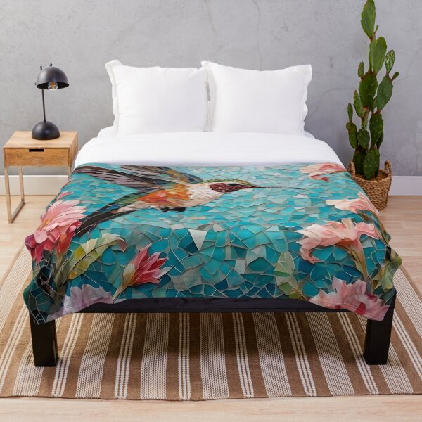 Item preview, Hummingbird Mosaic Among Zinnia Flowers designed and sold by Ciervo Primavera.