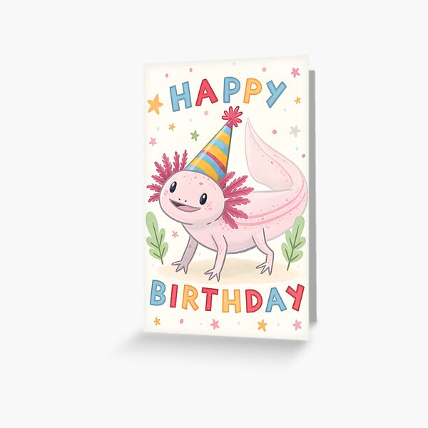 Item preview, happy birthday party axolotl designed and sold by DuskTillDown.