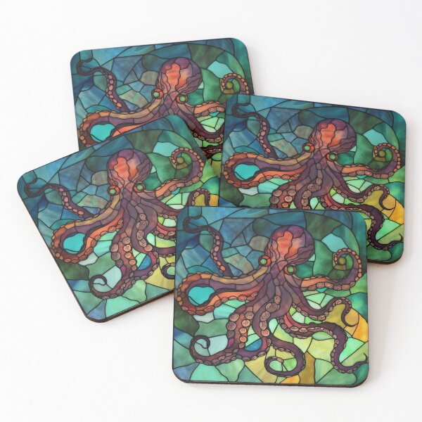 Item preview, Octopus in Stained Glass designed and sold by RedHandedOD.