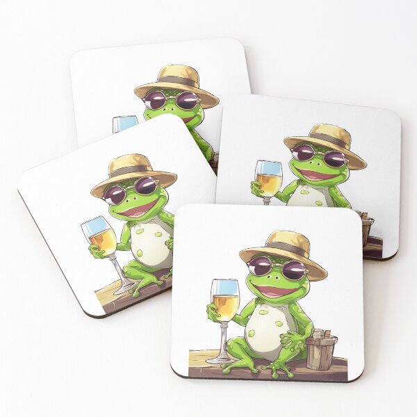 Item preview, Frog, Frog with beer, Cool frog,cool frog design, funny frog art, frog with sunglasses, frog drinking wine, quirky frog gift, chill frog, relaxed frog, wine lover gift, designed and sold by WHDProduction45.
