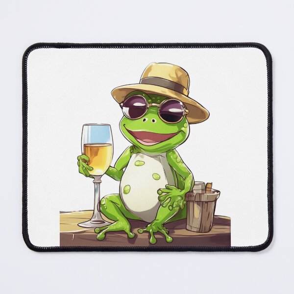 Item preview, Frog, Frog with beer, Cool frog,cool frog design, funny frog art, frog with sunglasses, frog drinking wine, quirky frog gift, chill frog, relaxed frog, wine lover gift, designed and sold by WHDProduction45.