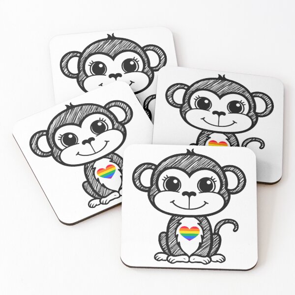 Item preview, Cute Pride Monkey with Rainbow Heart | LGBTQ Rainbow Animal Design designed and sold by Travelslightly.