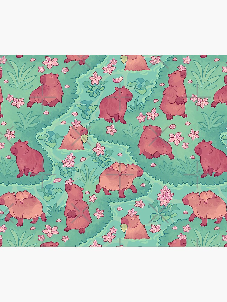 Aperçu 5 sur 5. Tapis de souris avec l'œuvre Capybaras de printemps créée et vendue par Colordrilos.