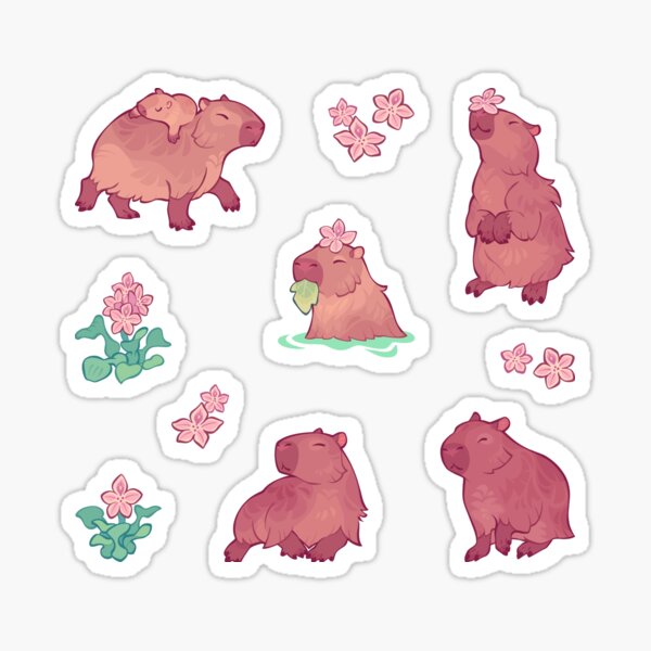 Aperçu de l'œuvre Capybaras de printemps créée et vendue par Colordrilos.