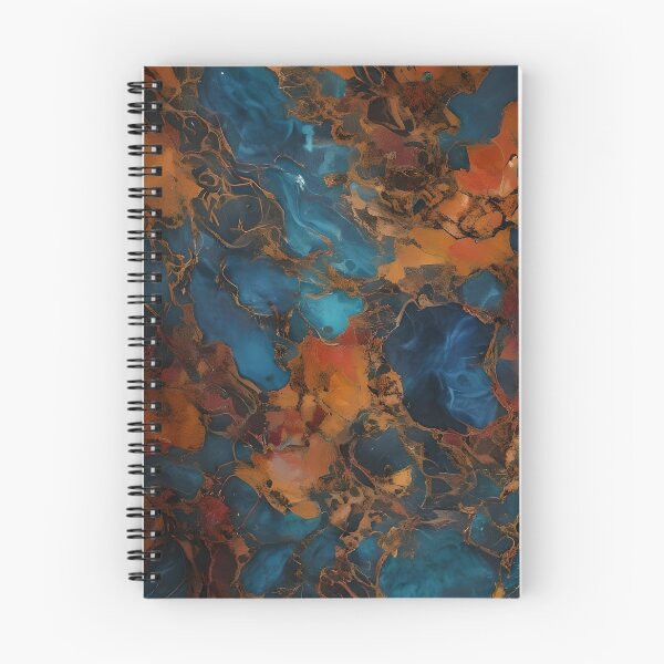 Item preview, Deep Blue Marbling with Orange designed and sold by Ciervo Primavera.