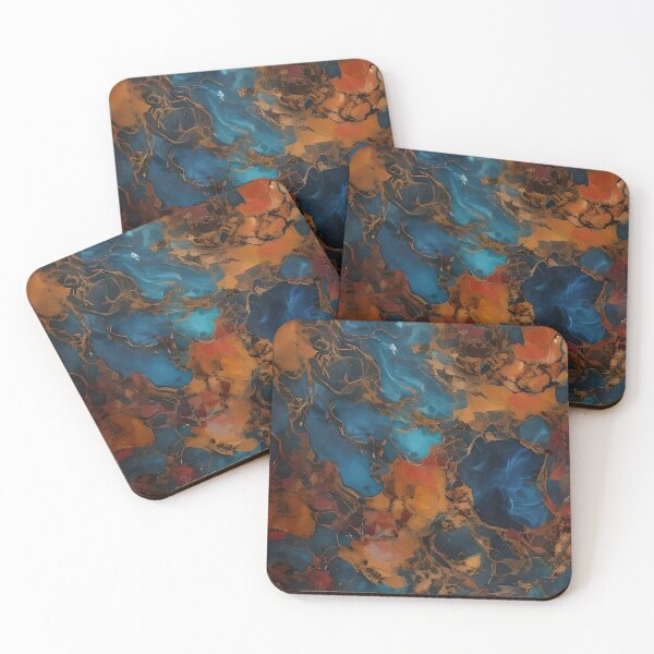 Item preview, Deep Blue Marbling with Orange designed and sold by Ciervo Primavera.