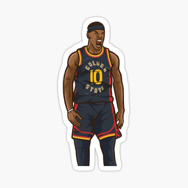 Vista previa del artículo con la obra «Caricatura de celebración del Golden State de Jimmy Butler», diseñado y vendido por RatTrapTees.