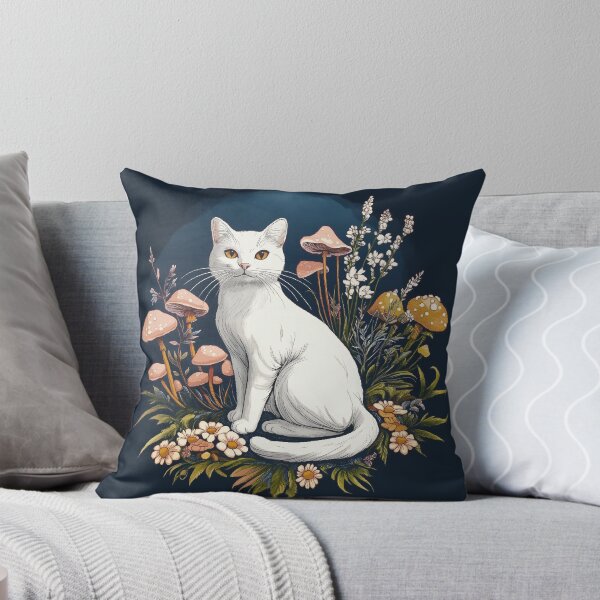 Item preview, Gato en un bosque con setas y flores designed and sold by mifan.