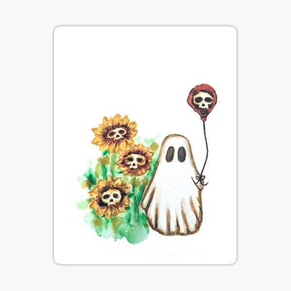 Item preview, Cute ghost with balloons and flowers designed and sold by Spiderandfly.