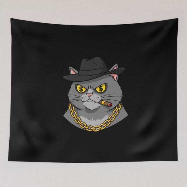 Item preview, Badass Cat with Cigar - The Ultimate Crime Boss designed and sold by Meow Cat.