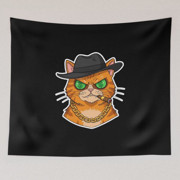 Item preview, Badass Cat Mob Boss - Fearless Feline Godfather designed and sold by Meow Cat.