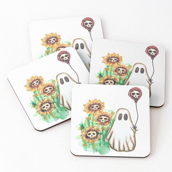 Item preview, cute ghost with ballon and flowers designed and sold by Spiderandfly.