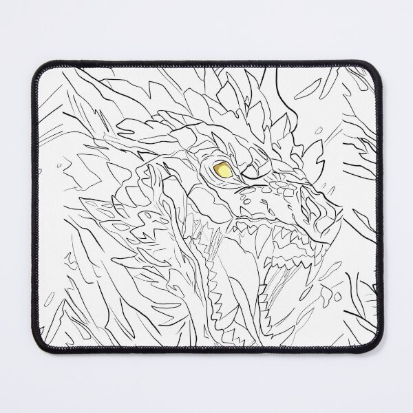 Aperçu de l'œuvre Dessin au trait d'un dragon aux yeux jaunes créée et vendue par HazeArtdesigns.