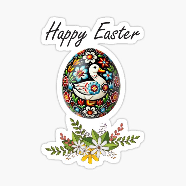 Easter Egg with Duck – Spring Greeting Card - Happy Easter Sticker