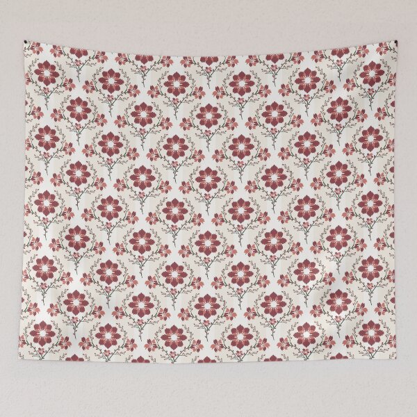 Item preview, Colorful Red Stripes Elegant Tropical Boho Wildflowers Whimsical Pattern designed and sold by BWDecorPattern.