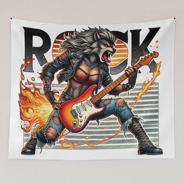 Item preview, Rocker Wolf on Fire designed and sold by JonelleTshirts.