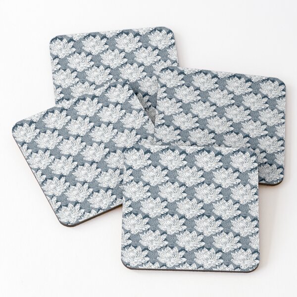 Item preview, Layered White lotus on navy designed and sold by katerosestudios.