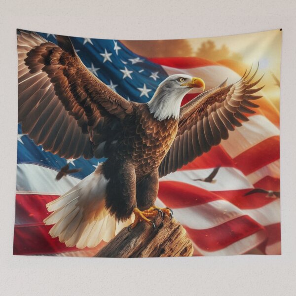 Artikelvorschau, Weißkopfseeadler mit der amerikanischen Flagge entworfen und verkauft von Rob5Designs.