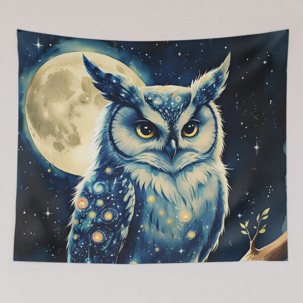 Item preview, Celestial Owl Under Moonlit Sky designed and sold by Nickyayee.