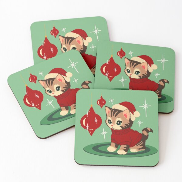 Item preview, Vintage Christmas Kitty designed and sold by makell-creates.