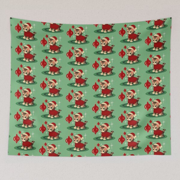 Item preview, Vintage Christmas Kitty designed and sold by makell-creates.
