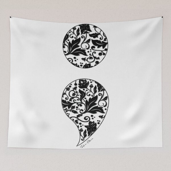 Item preview, black lacing semicolon designed and sold by Hen-C-Art.