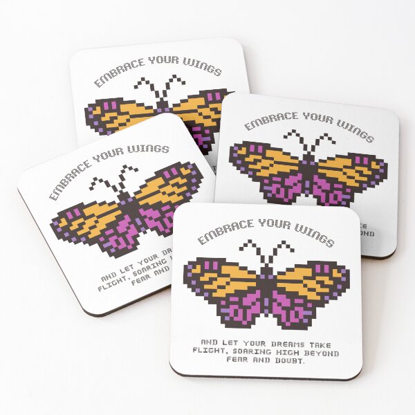 Item preview, Embrace Your Wings Pixel Butterfly In Black Orange Purple designed and sold by SplashTastic.